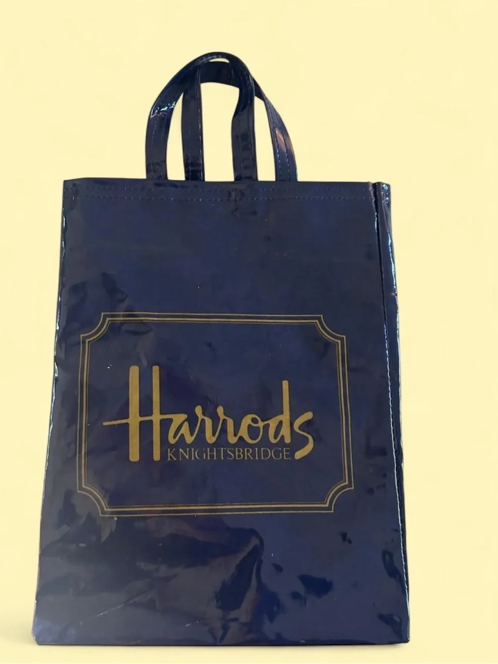 Vintage Harrods Cosmetic Bag & Y2K Shopper Tote Set Navy Gold Bundle